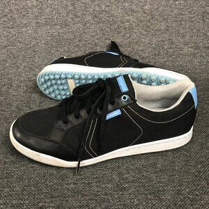 Ashworth Black White Blue Spikeless Hybrid Golf Shoes Men's Size 11.5